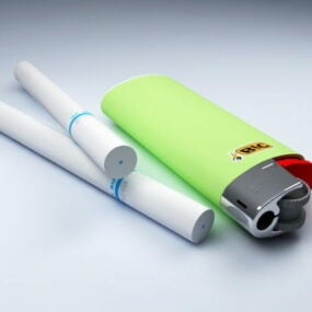 Cigaretter och tändare 3d-modell