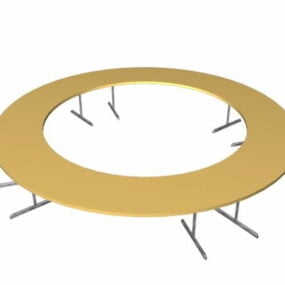 Modelo 3d de mesa de conferência circular de madeira