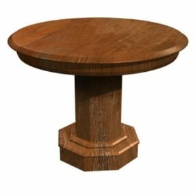 Circular Wood Solid Table 3d-modell