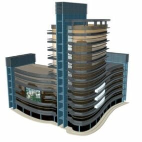 3D-Modell eines städtischen Gewerbegebäudes