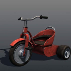 Modelo 3d de triciclo vermelho clássico