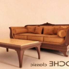 Meja Kopi Sofa Dipan Furnitur Klasik model 3d