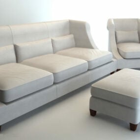 Klassisk tyg soffset möbel 3d-modell