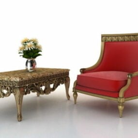 أريكة كلاسيكية وطاولة القهوة نموذج ثلاثي الأبعاد