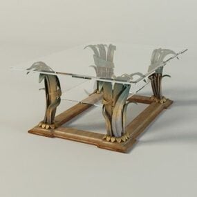 أثاث طاولة القهوة الزجاجية الكلاسيكية نموذج ثلاثي الأبعاد