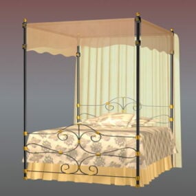 سرير كلاسيكي بمظلة حديدية نموذج ثلاثي الأبعاد