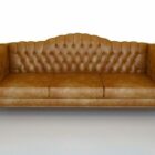 Classic Brown Leather Sofa Couch
