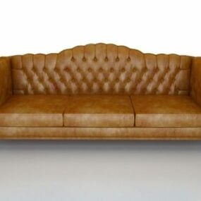 Classic Brown Leather Sofa Couch 3d model