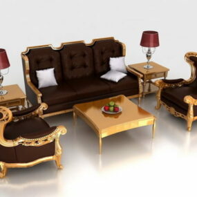 Modelo 3D de móveis clássicos de sala de estar