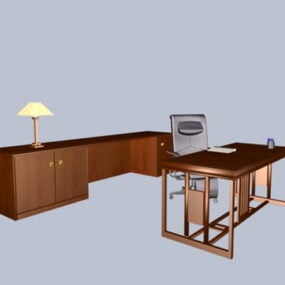 Klassisk kontorbord og skap 3d-modell
