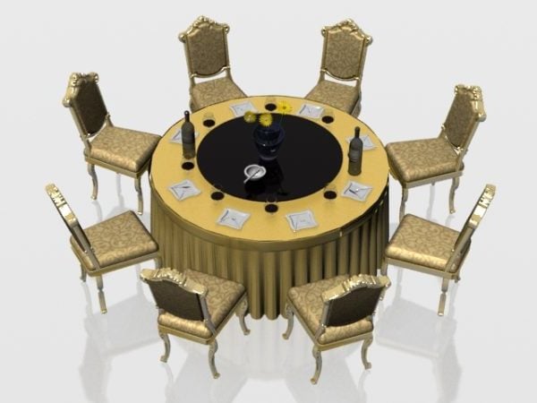 Classic Round Banquet Table And Chairs