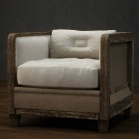 Classic Single Fabric Wood Sofa 3d model