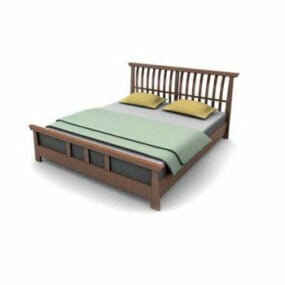 Classic Style Wood Bed 3d model