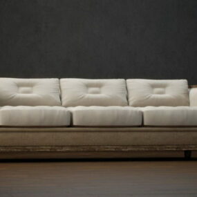 Modelo 3d clássico de sofá com três almofadas