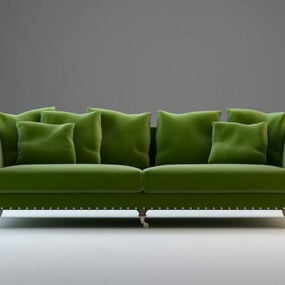 3д модель классического дивана с тканевой обивкой