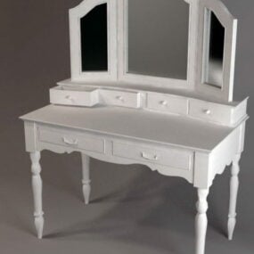Klasik Beyaz Makyaj Masası 3d modeli