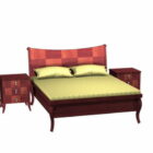 Klassinen puinen sänky ja yöpöydät
