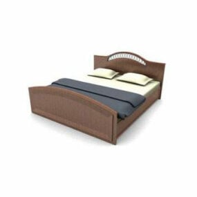 Classic Wood Double Bed 3d model