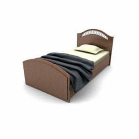مدل تخت خواب یک نفره کلاسیک چوبی سه بعدی