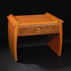 Ancient Wooden Bedside Table 3d model