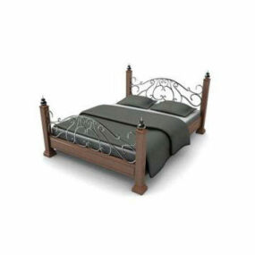 سرير خشبي كلاسيكي بأربعة أعمدة نموذج ثلاثي الأبعاد
