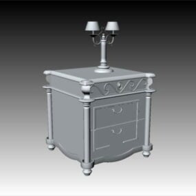 Classical Bedside Table With Lamp 3d model
