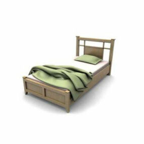 سرير مفرد خشبي على الطراز الكلاسيكي نموذج ثلاثي الأبعاد