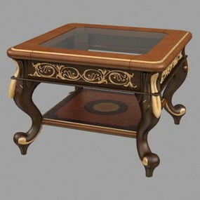 Modelo 3d de mesa de centro de madeira clássica