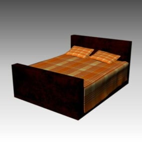 Classical Wood Double Bed 3d model
