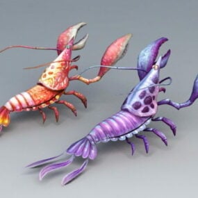 Modelo 3d de lagostas com garras