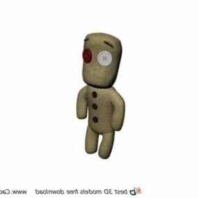 Modello 3d della bambola giocattolo del bottone della peluche del giocattolo del panno