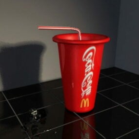 코카콜라 컵과 빨대 3d 모델