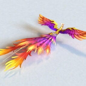 Model 3d Burung Phoenix yang berwarna-warni