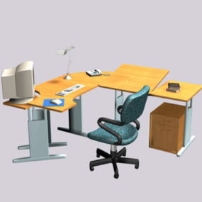 Colorful Office Desk Units 3d model