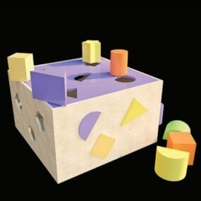 Ladrillos de juguete de madera de colores modelo 3d