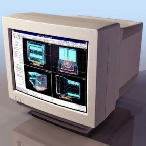 3д модель компьютерного ЭЛТ-монитора