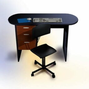 Meja Komputer Dengan Kursi model 3d