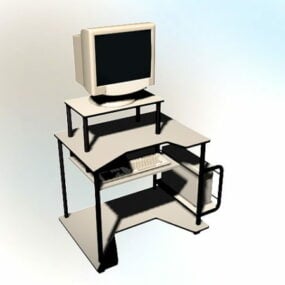 3d модель комп'ютерного столу з комп'ютером