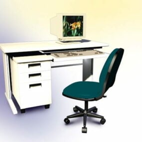 שולחן מחשב עם מחשב בפנים דגם תלת מימד
