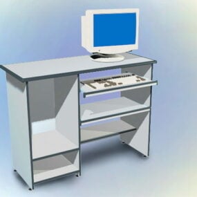 Meja Komputer Dengan Komputer Desktop model 3d