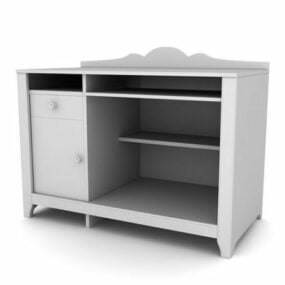 Bureau d'ordinateur avec meuble de classement modèle 3D