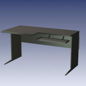 Biurko komputerowe z meblami z półką na klawiaturę Model 3D