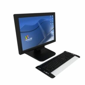 कंप्यूटर कीबोर्ड और मॉनिटर 3डी मॉडल