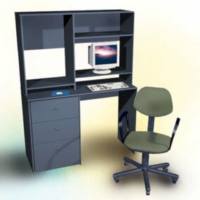 Mesa de ordenador con estantes modelo 3d