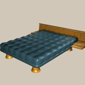 مدل سه بعدی تخت خواب پلت فرم چوبی طرح معاصر