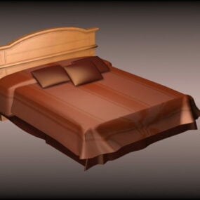 Contemporary Wood Bed 3d model