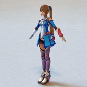 بارد أنيمي فتاة مقاتلة نموذج 3D