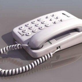 Kablolu Beyaz Telefon 3D modeli