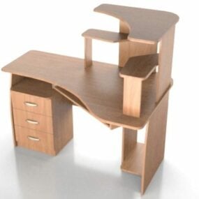 Model 3D narożnego biurka komputerowego