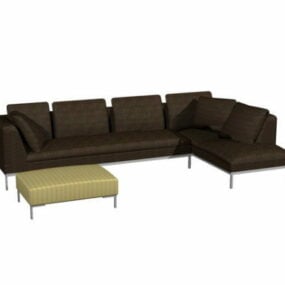 Corner Sectional Sofa And Ottoman 3d model